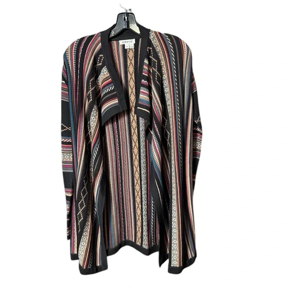 Orvis Southwestern Aztec Boho Cardigan Wool Blend Sweater Multicolor Medium - Picture 2 of 9